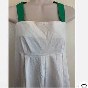 Dby Ltd White Cotton Dress with Green Accents size 10